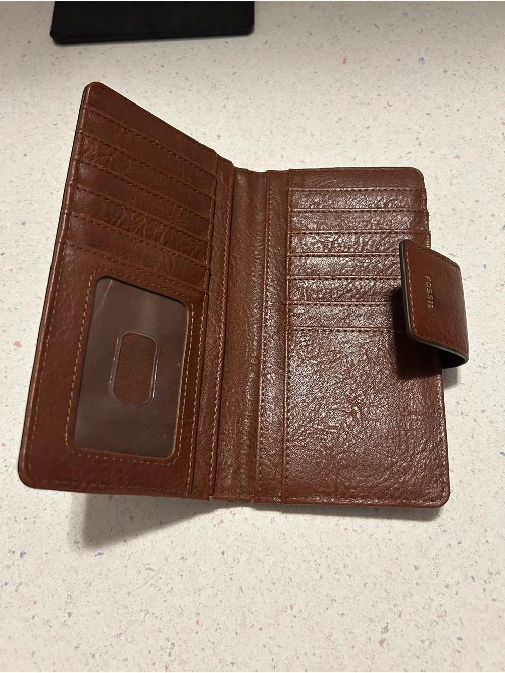 Fossil Chestnut Brown Leather Snap Wallet